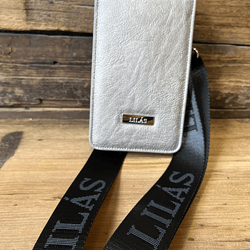 Porta celular tarjetero Lilas gris