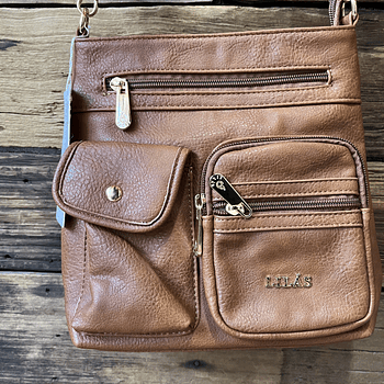 Cartera Lilas bandolera camel