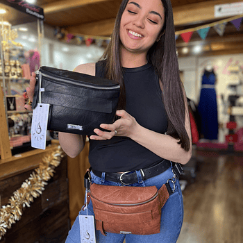 Riñonera Lilas camel 2 cierres