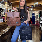 Mochila Lilas marron con tapa y cierre 