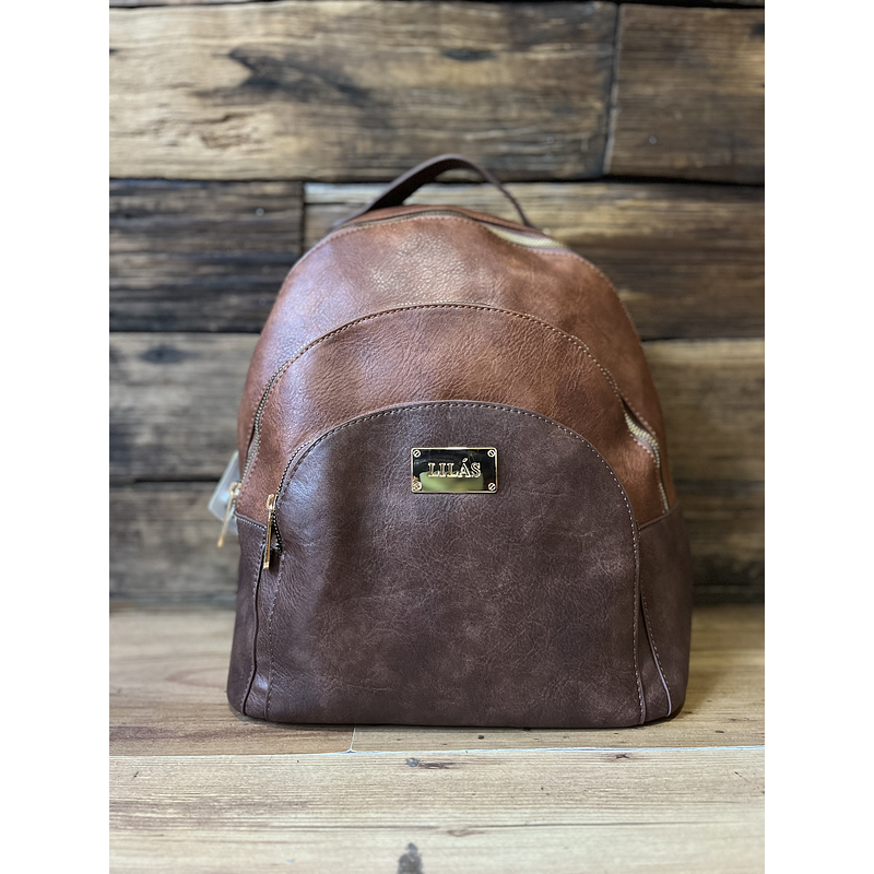 Mochila Lilas marron 3 cierres 