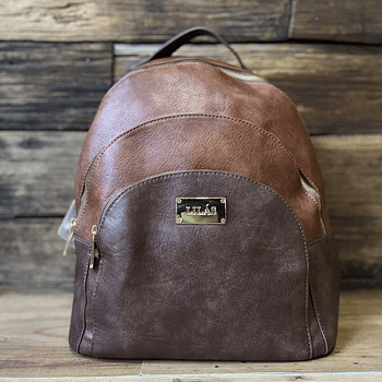 Mochila Lilas marron 3 cierres 