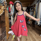 Vestido kisu niña pabilo coral morado lino