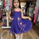 Vestido kisu niña pabilo morado coral lino
