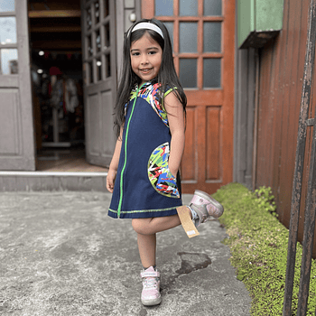 Vestido kisu niña cierre capucha marino verde roma