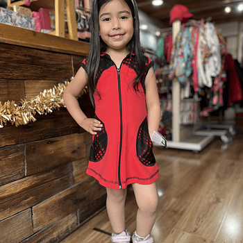 Vestido kisu niña cierre capucha rojo negro roma