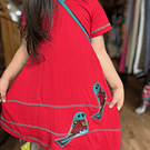 Vestido kisu niña doble cruce rojo verde modal algodon