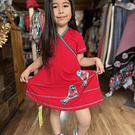 Vestido kisu niña doble cruce rojo verde modal algodon