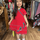Vestido kisu niña doble cruce rojo verde modal algodon