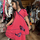 Vestido kisu niña doble cruce rosado chicle modal algodon