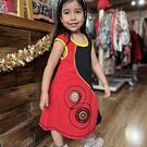 Vestido kisu niña bicolor amarra rojo negro aldodon pima