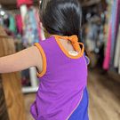 Vestido kisu niña bicolor amarra violeta morado aldodon pima