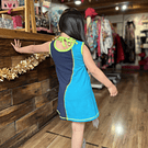 Vestido kisu niña bicolor amarra calipso marino aldodon pima