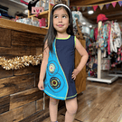 Vestido kisu niña bicolor amarra calipso marino aldodon pima