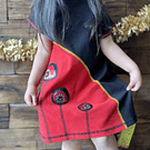 Vestido kisu niña bicolor negro rojo algodon pima