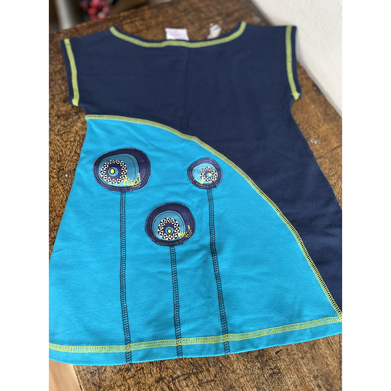 Vestido kisu niña bicolor calipso marino algodon pima