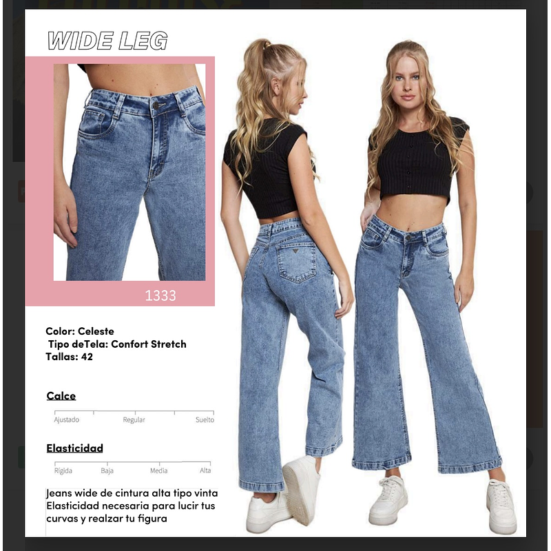 Jeans Paradise 1333 Wide Leg celeste