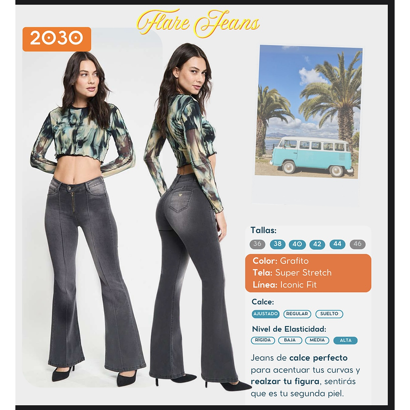 Jeans Paradise 2030 flare grafito