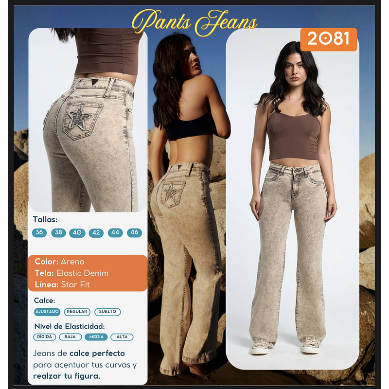 Jeans Paradise 2081 capuccino estrella print