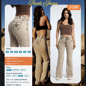 Jeans Paradise 2081 capuccino estrella print
