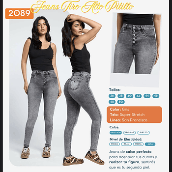 Jeans Paradise 2089 botones gris 