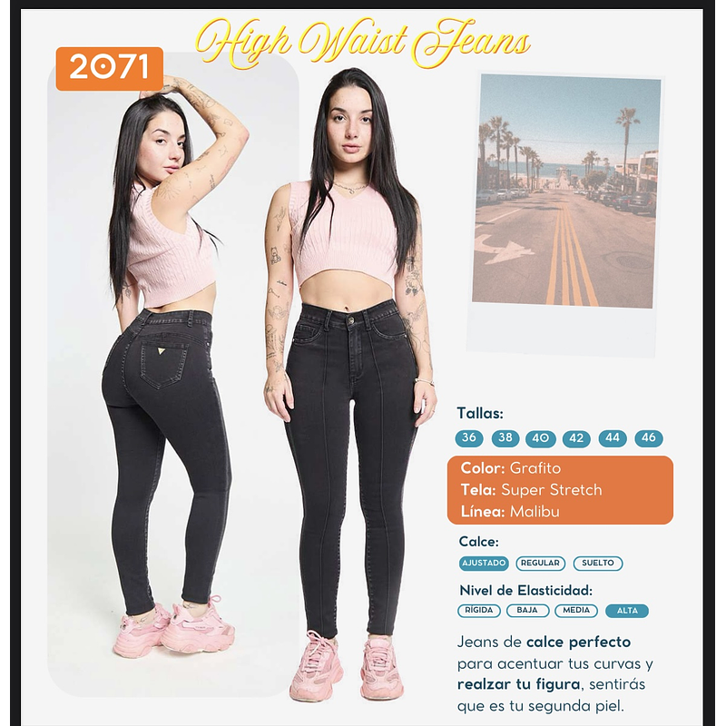 Jeans Paradise 2071 High Waist negro