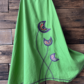 Vestido kisu niña pabilo verde limon lino