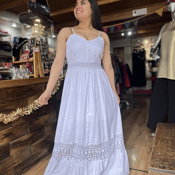 Maxi vestido blanco macramé