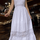 Maxi vestido blanco macramé