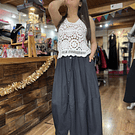Maxi falda viscosa negro con botones