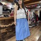 Maxi falda mezclilla denim celeste con bolsillos