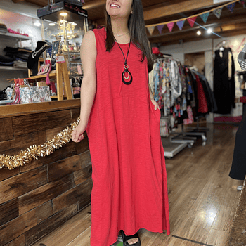 Maxi vestido rojo algodón