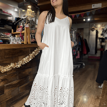 Maxi vestido blanco broderí