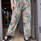 Pantalon India seda recto beige verde rojo cintura elasticada