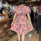 Vestido India lazo y botones guinda verde manga vuelo