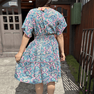 Vestido India cintura elasticada gold verde rosado manga vuelo