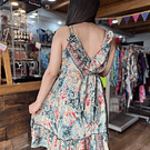 Vestido India pabilo ajuste cintura gold verde rojo