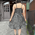 Vestido India pabilo 3 franjas gold print negro 