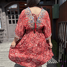 Vestido India kaftan gold rojo manga mariposa