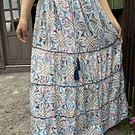 Maxi falda India seda gold blanco azul rosado