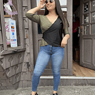 Polera Gloria negro golden manga 3/4