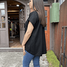 Polera lino y algodon negro gatito