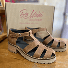 Sandalia cuero envejecido camel correas 