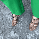 Sandalia cuero envejecido camel correas 