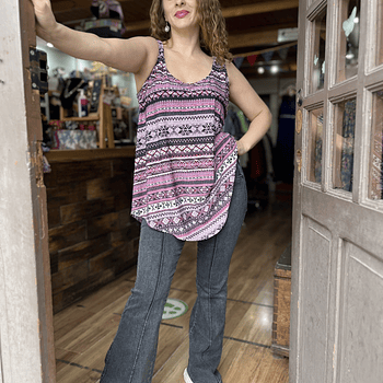 Top Tyty sin mangas etnic burdeos