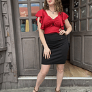 Crop top lycra dupontt rojo manga vuelito