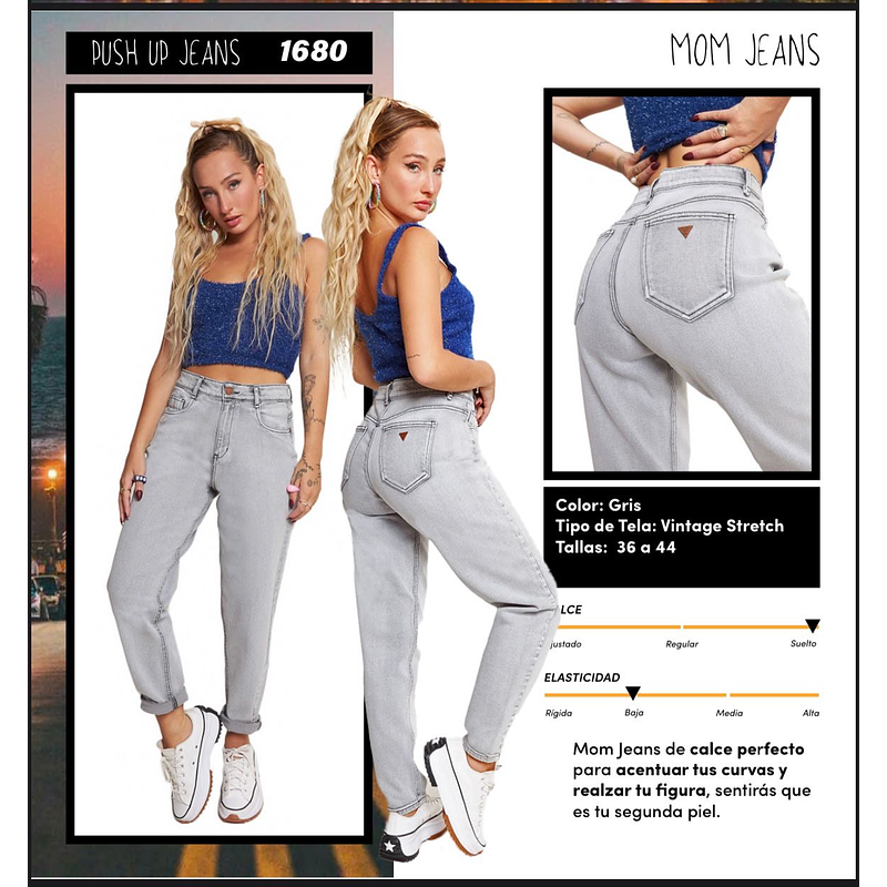 Jeans Paradise 1680 Mom gris 