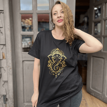 Polera Astrea Gold elefante astral manga corta