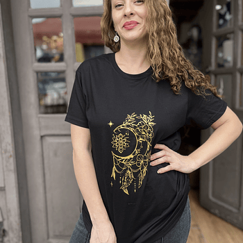 Polera Astrea Gold atrapasueños astral manga corta