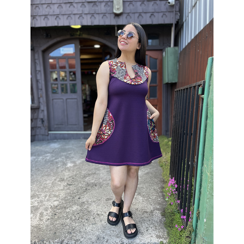 Vestido kisu Lulú morado con bolsillos